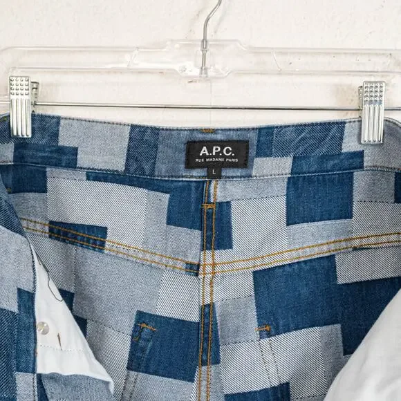 A.P.C. Helio Shorts High-rise Denim Patchwork size Large
